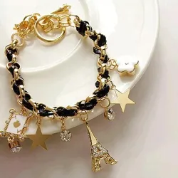 Woman Fashion Eiffel Tower Rope Braided Bracelet